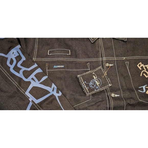 Vintage Y2K Raw Blue 3XL Denim Jacket NWT! Deadstock Urban Hip Hop Graffiti - Picture 6 of 16
